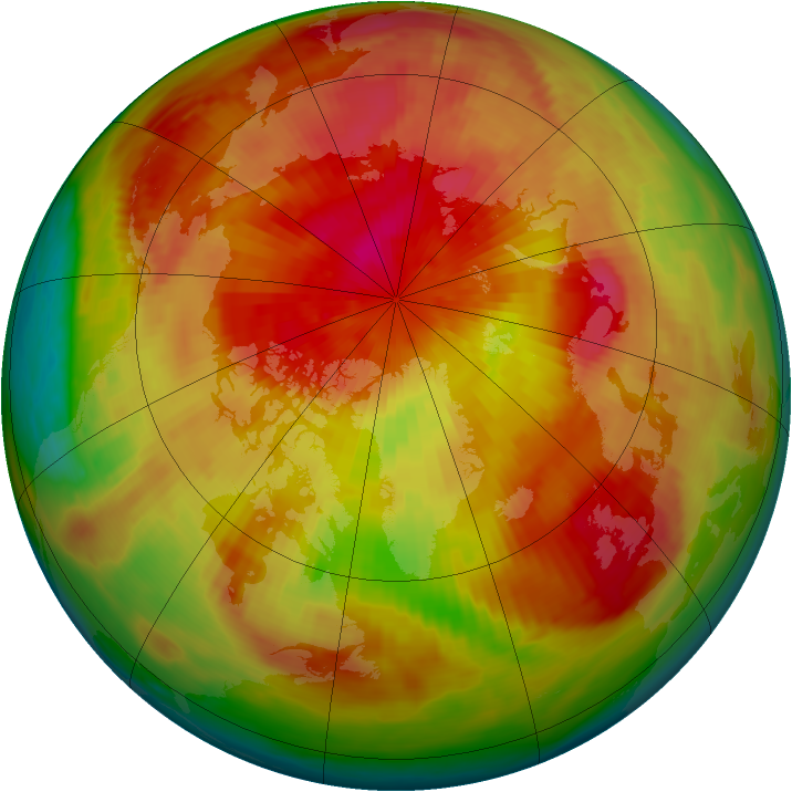 Arctic ozone map for 25 March 1984
